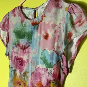 Silky Watercolor Floral Open Back Dress